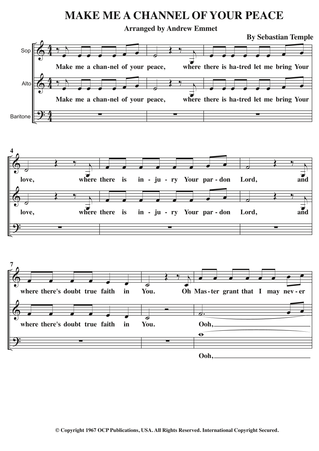 Make Me A Channel Of Your Peace (prayer Of St. Francis) (arr. Andrew Emmet)