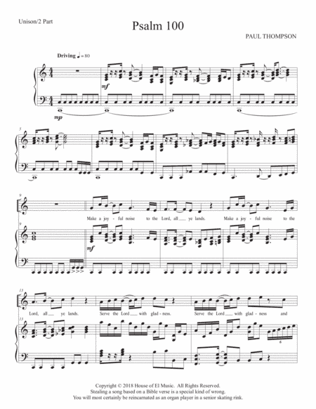 Psalm 100 - Make A Joyful Noise (Unison)