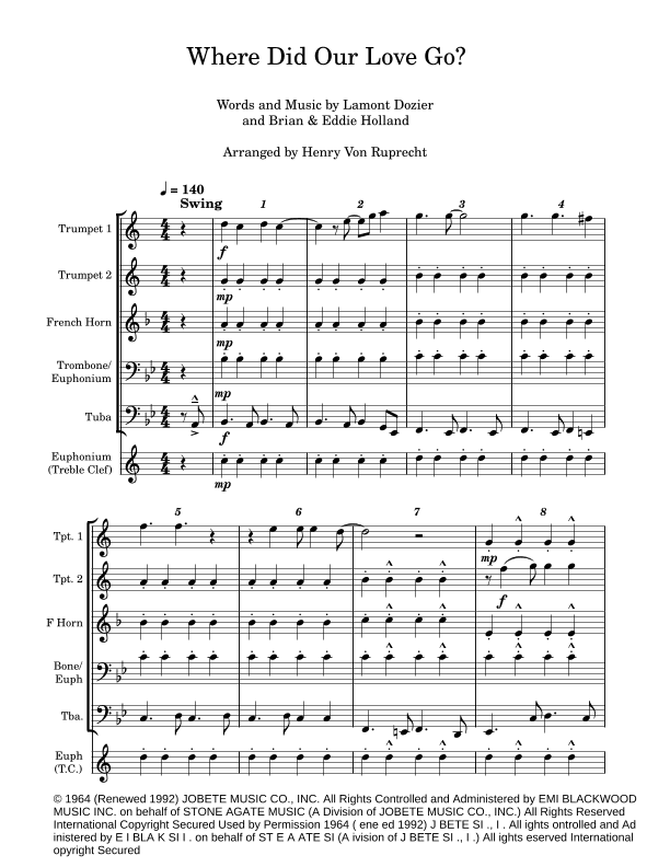 Where Did Our Love Go (arr. Henry Von Ruprecht)