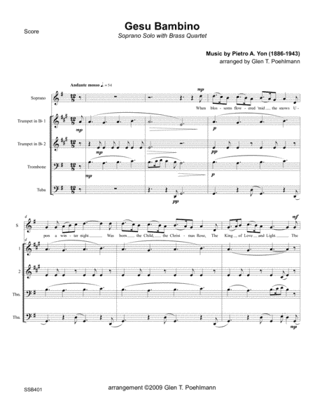 GESU BAMBINO - SOPRANO SOLO with BRASS QUARTET (arr. Glen Poehlmann)