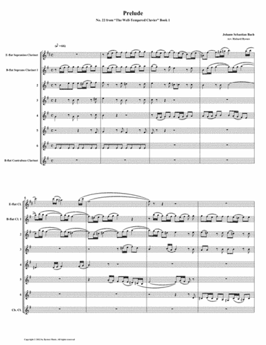 Prelude 22 from Well-Tempered Clavier, Book 1 (Clarinet Octet) (arr. Richard Byrnes)