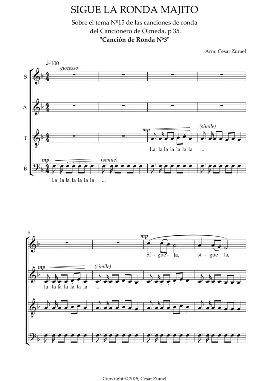 Sigue la ronda. Canción de ronda 3 (arr. César Zumel)