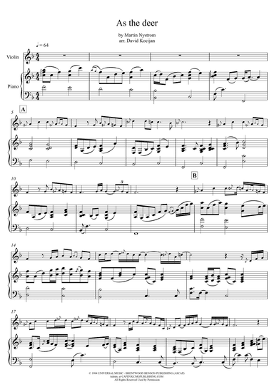 As The Deer (arr. David Kocijan)
