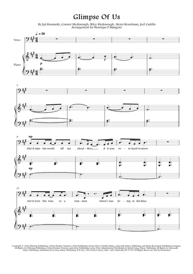 Glimpse Of Us (arr. Henrique F Mangoni)