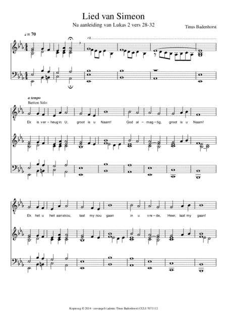 Lied van Simeon - Afrikaans