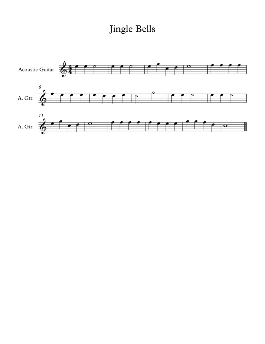 Jingle Bells Beginning Guitar (arr. S.C. Hager)