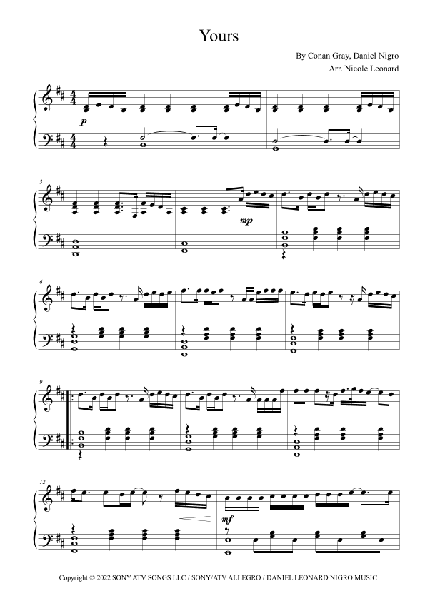 Yours (arr. Nicole Leonard)