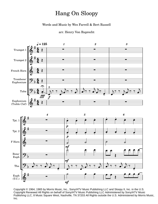 Hang On Sloopy (arr. Henry Von Ruprecht)
