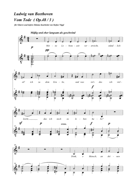 L.v. Beethoven: "Vom Tode" for guitar and voice (arr. Stefan Niggl)