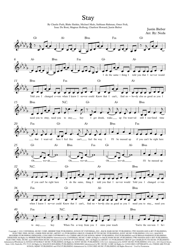 Stay (arr. Arr. MDS)