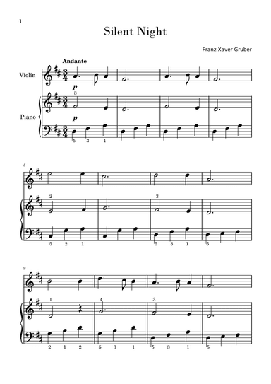 Silent Night (for Violin and Piano Beginners) (arr. Gisele Sant'Ana)
