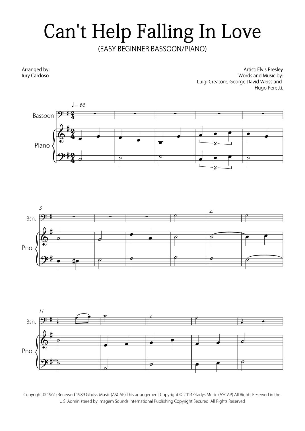 Can't Help Falling In Love (arr. Iury Cardoso)