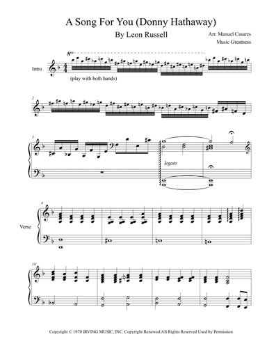 A Song For You (arr. Music Greatness)