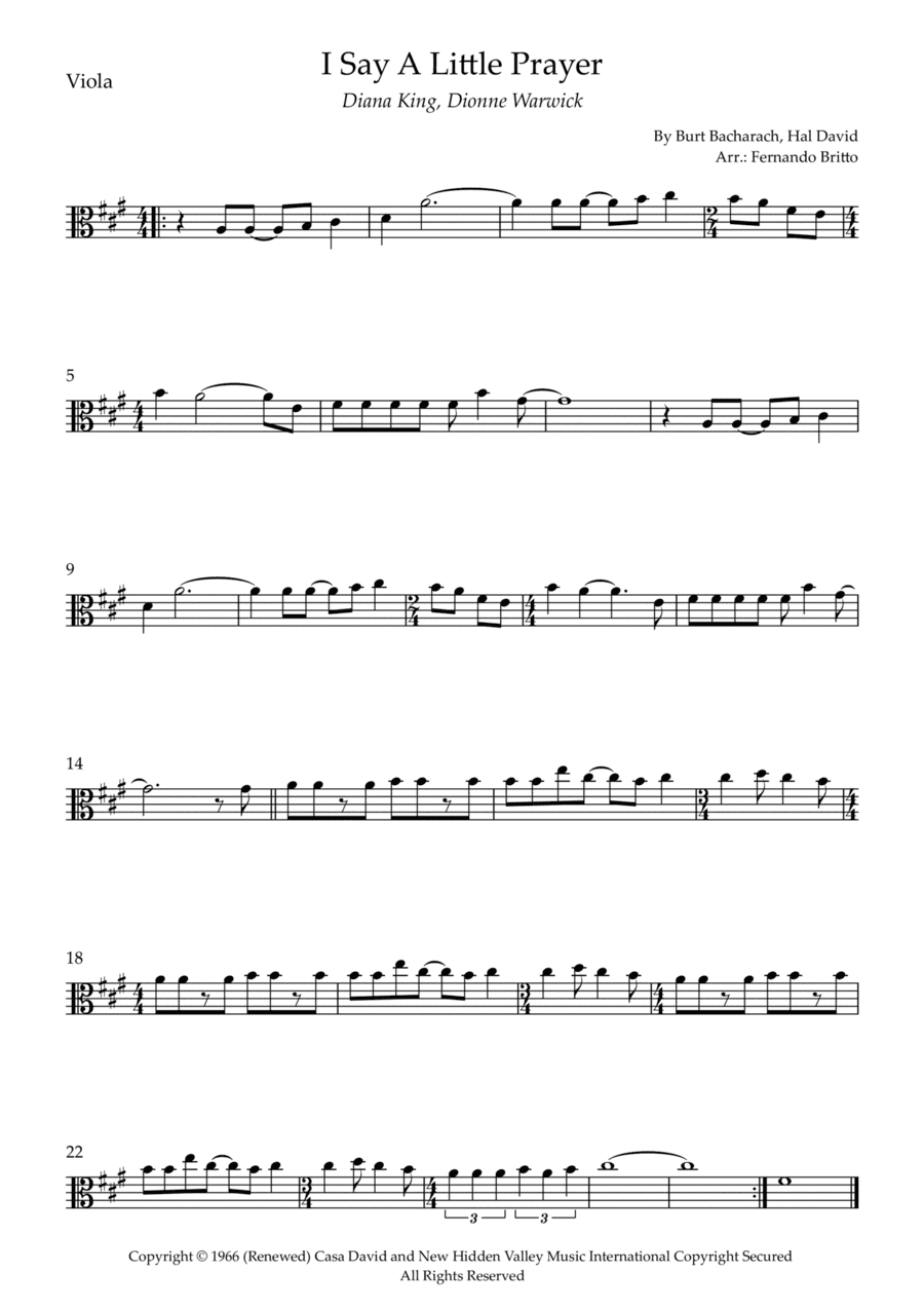 I Say A Little Prayer (arr. Fernando Britto)