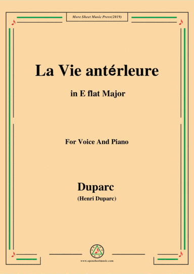 Duparc-La Vie antérleure in E flat Major (arr. MSM)