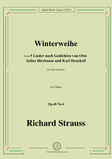 Richard Strauss-Winterweihe,in G Major (arr. OSM Press)