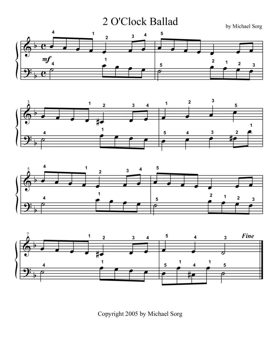 Two O'Clock Ballad (easy piano solo)