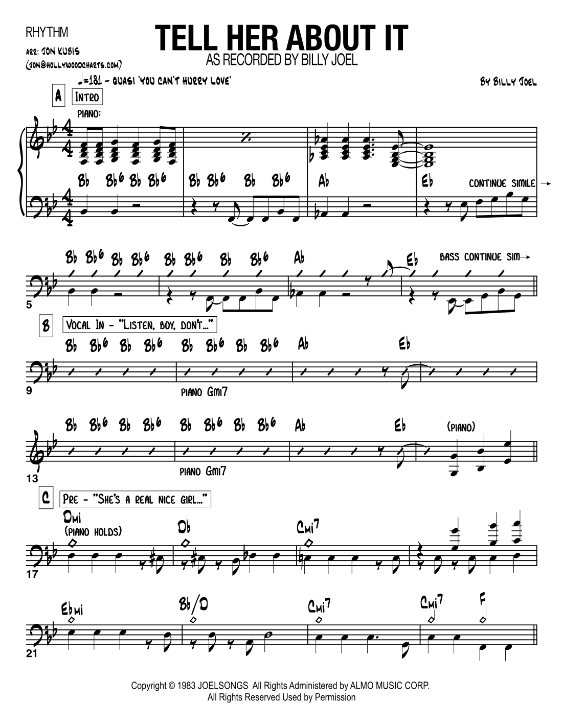 Tell Her About It (arr. Hollywood Charts)