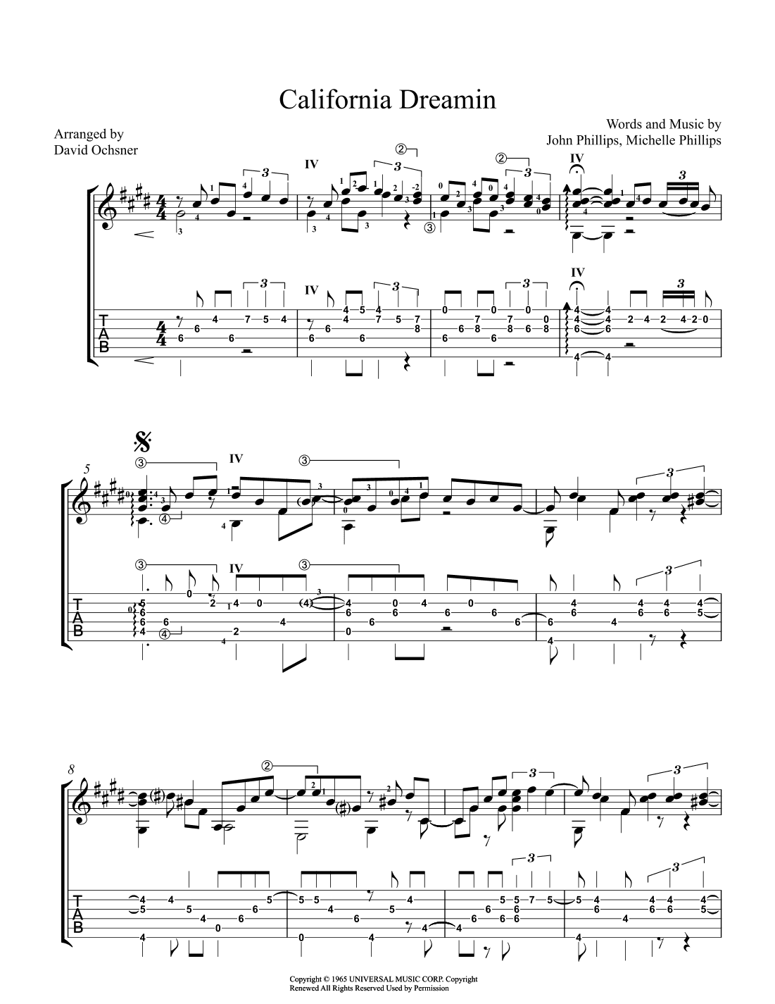 California Dreamin' (arr. David Ochsner)