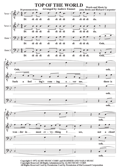Top Of The World (arr. Andrew Emmet)