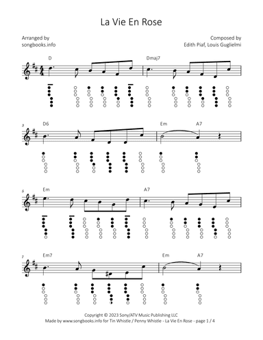 La Vie En Rose (arr. songbooks.info)