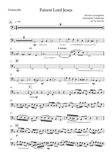 Fairest Lord Jesus for String Quartet