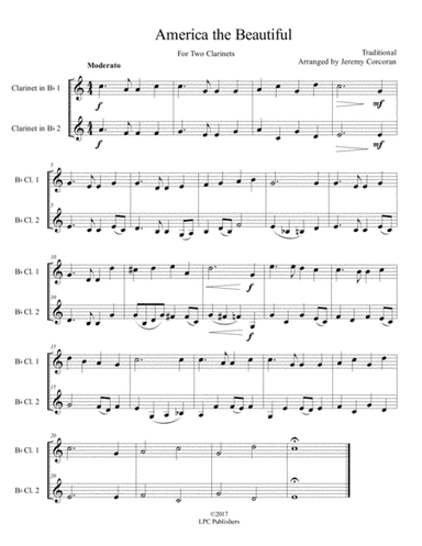America the Beautiful Clarinet Duet (arr. Jeremy Corcoran)