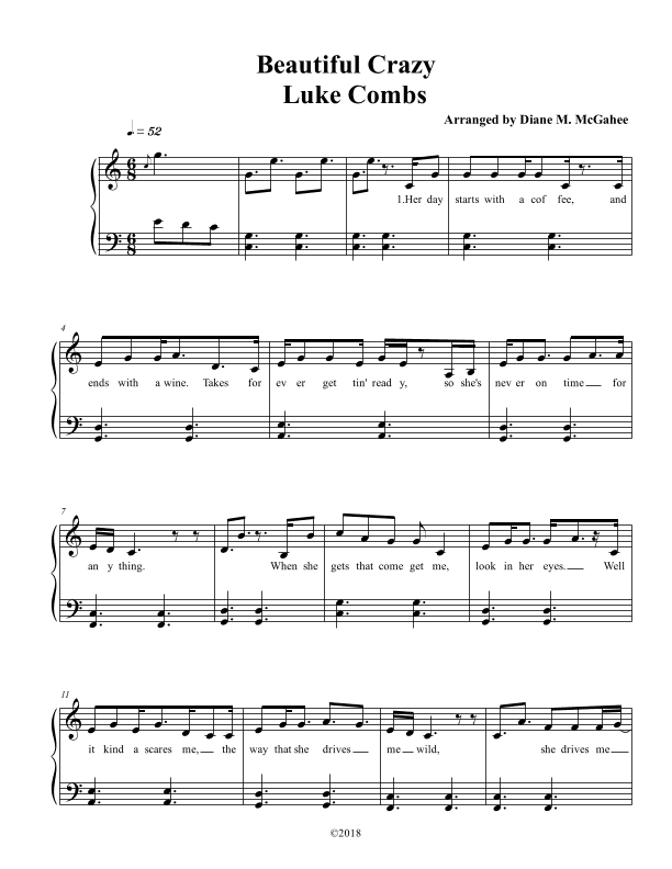 Beautiful Crazy (arr. Arranged by Diane M. McGahee)