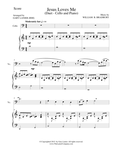 JESUS LOVES ME (Duet – Cello and Piano/Score and Parts) (arr. Gary Lanier)