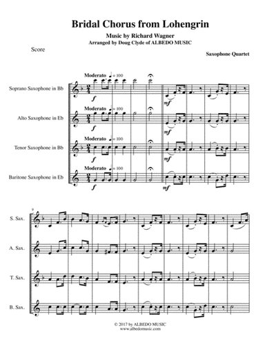 Wagner Bridal Chorus from Lohengrin for Saxophone Quartet (arr. Doug Clyde)