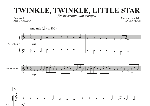 Twinkle Twinkle Little Star (arr. Art.o Artaud)