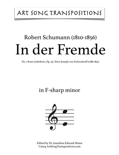 SCHUMANN: In der Fremde, Op. 39 no. 1 (transposed to F-sharp minor) (arr. ArtSongTranspositions.com)
