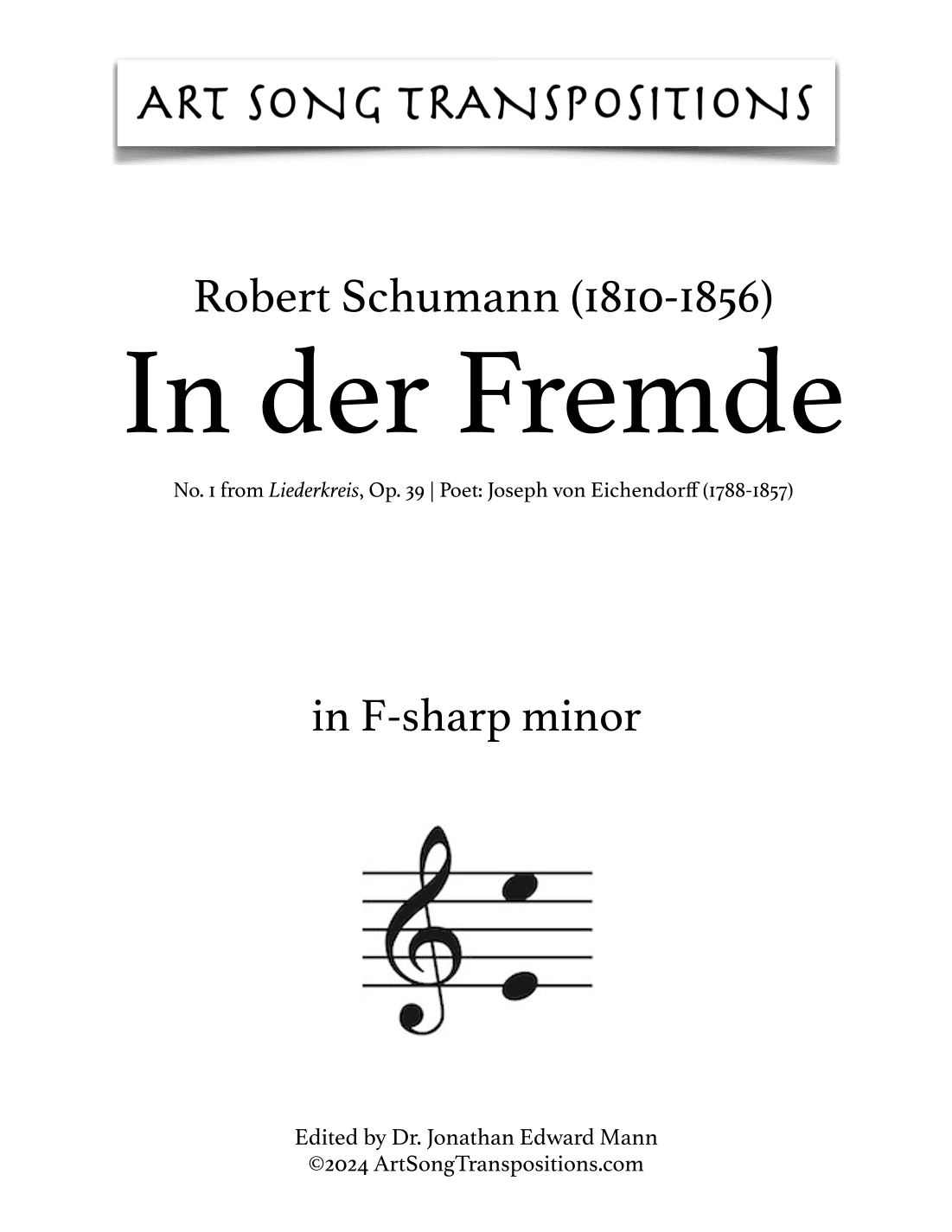 SCHUMANN: In der Fremde, Op. 39 no. 1 (transposed to F-sharp minor) (arr. ArtSongTranspositions.com)