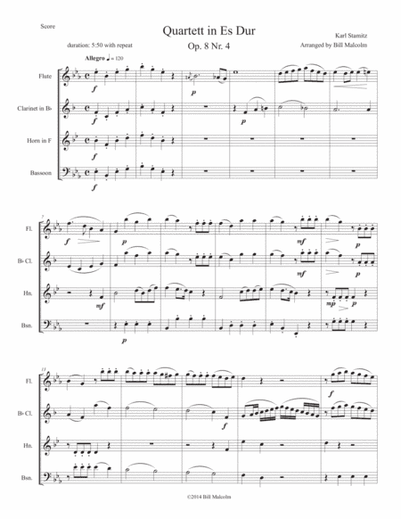 Quartett in Es Dur Op. 8 No. 4 (arr. Bill Malcolm)