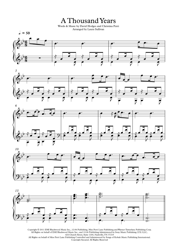 A Thousand Years (arr. Laura Sullivan)