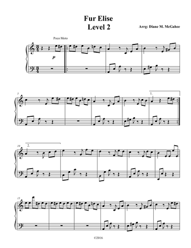 Fur Elise (arr. Arranged by Diane M. McGahee)