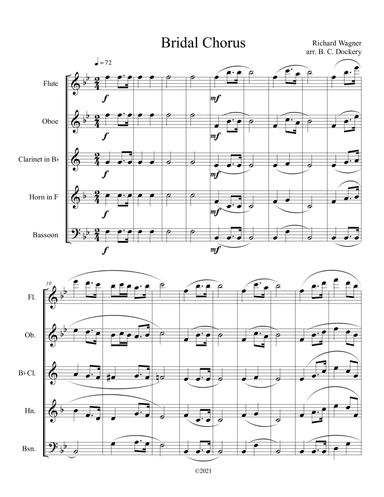 Bridal Chorus (Here Comes the Bride) for Woodwind Quintet (arr. B. C. Dockery)