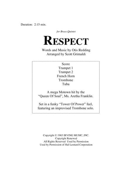 Respect (arr. Scott Grimaldi)