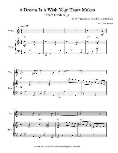 A Dream Is A Wish Your Heart Makes (arr. Tyler Adams)