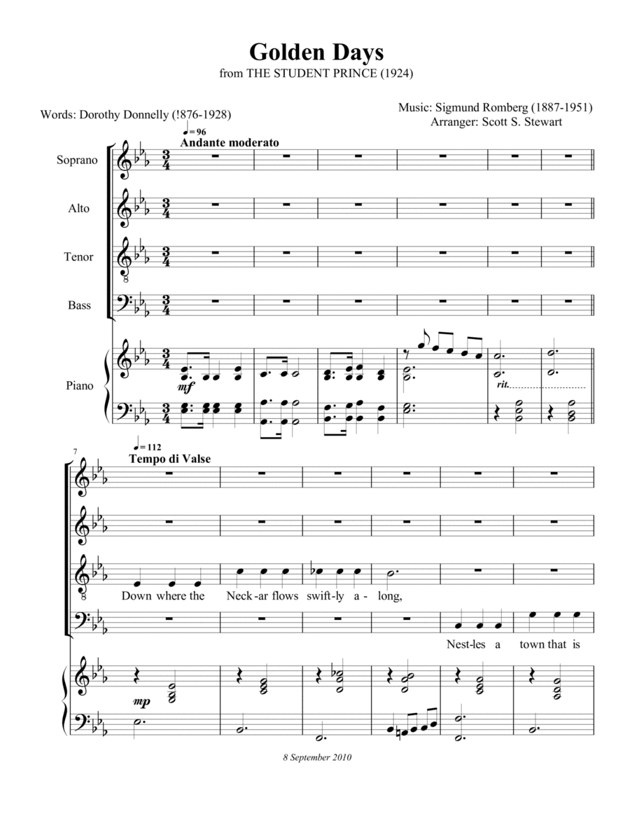 Golden Days, The Student Prince (arr. Scott S. Stewart)