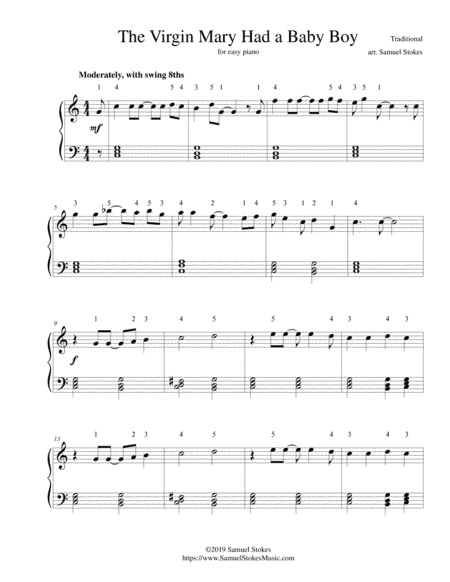 The Virgin Mary Had a Baby Boy - for easy piano (arr. Samuel Stokes)