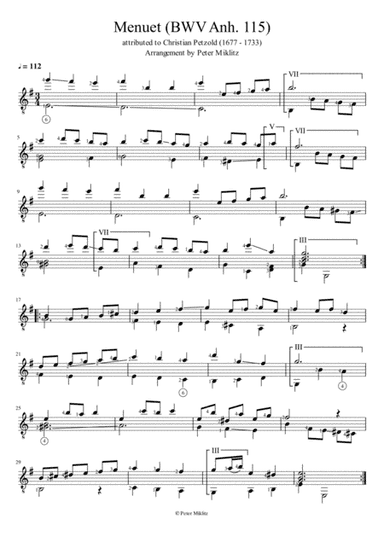 Menuet BWV Anh. 115 (arr. Peter Miklitz)