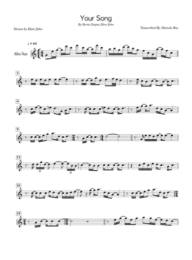 Your Song (arr. Arranje By Marcelo Rea)