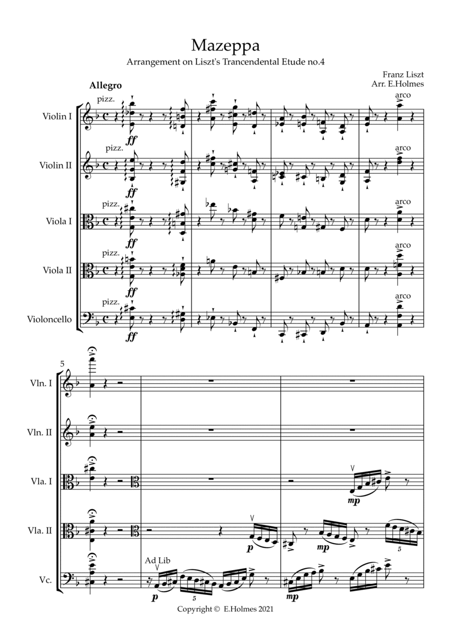 Mazeppa - Liszt's Trancendental Etude no.4 (arr. Edward Holmes)