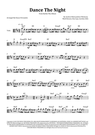 Dance The Night (arr. Glauco Fernandes)