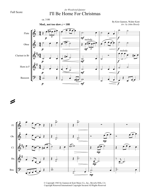 I'll Be Home For Christmas (arr. John Hoesly)