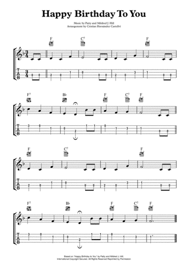 "Happy Birthday to You" for Ukulele (easy) (arr. Cristian Hernandez Castellvi)