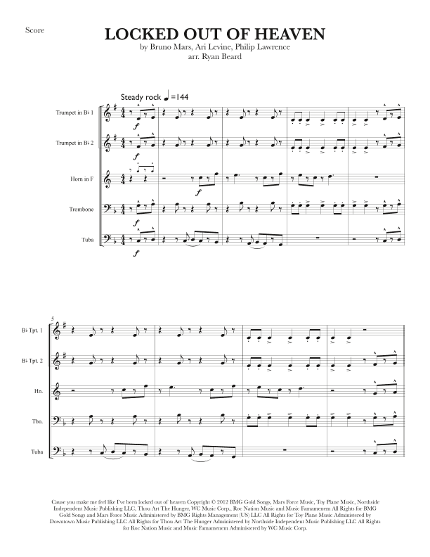 Locked Out Of Heaven (arr. Ryan Beard)