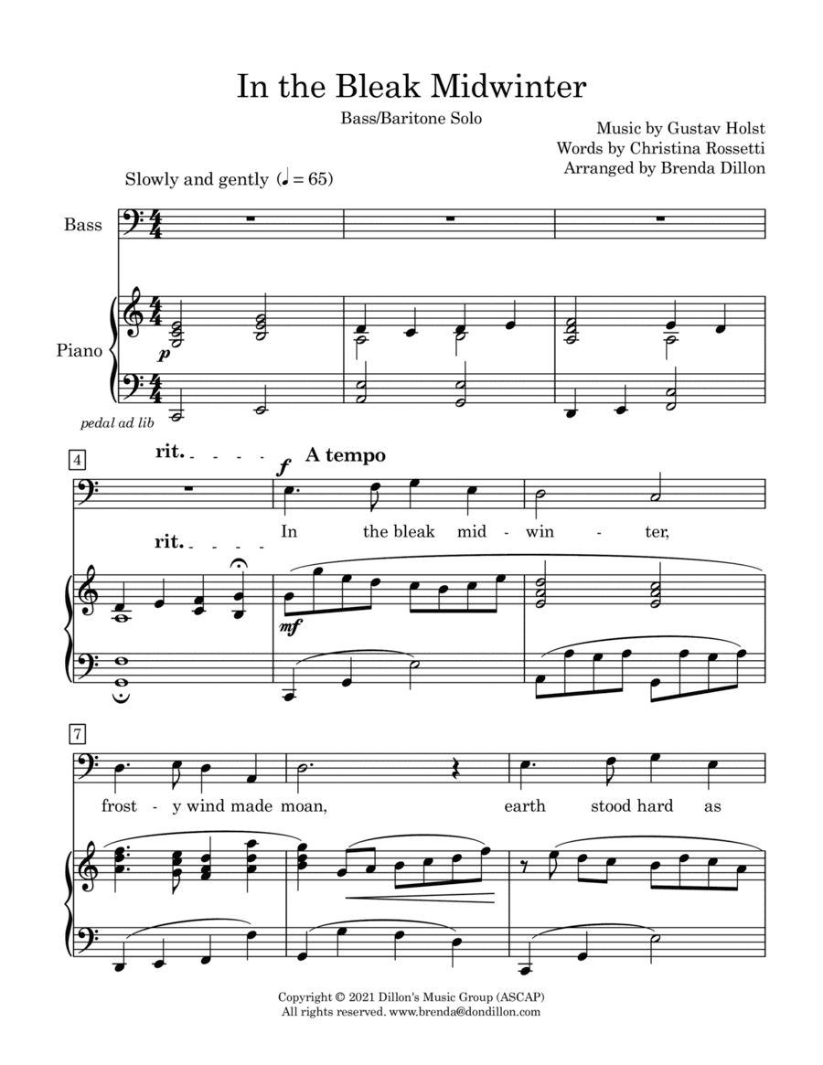 In the Bleak Midwinter - Bass Solo (arr. Brenda Dillon)