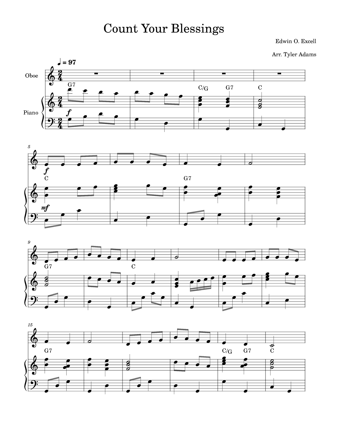 Count Your Blessings (Oboe Solo and Piano) (arr. Tyler Adams)